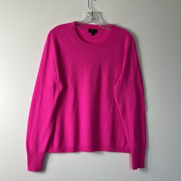 J. Crew 100% Cashmere Sweater Women's Fitted  L Pink Lightweight Knit EUC - Picture 10 of 10